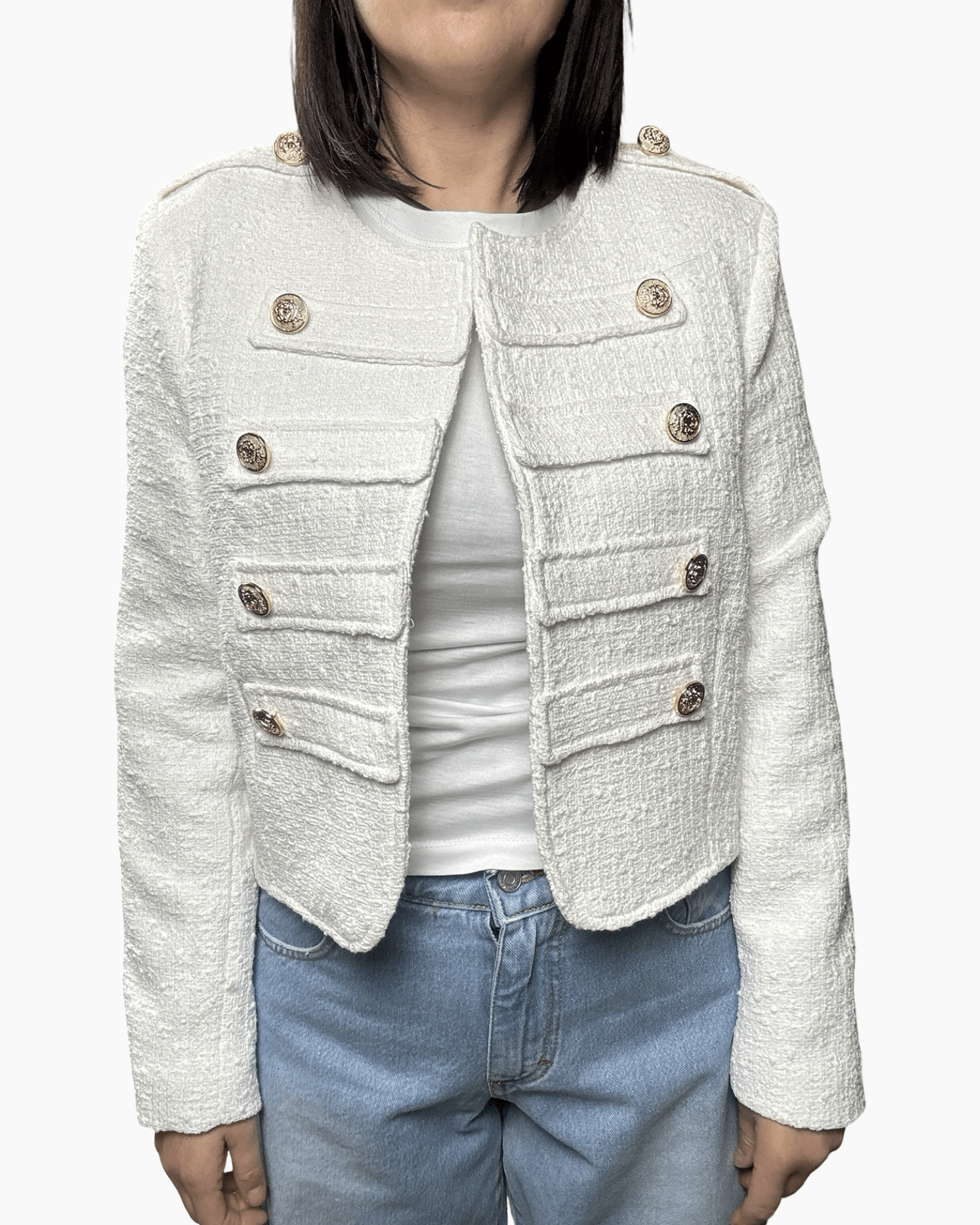 GIACCA CHANEL IN TWEED TENSIONE IN - XE BLU ABBIGLIAMENTO