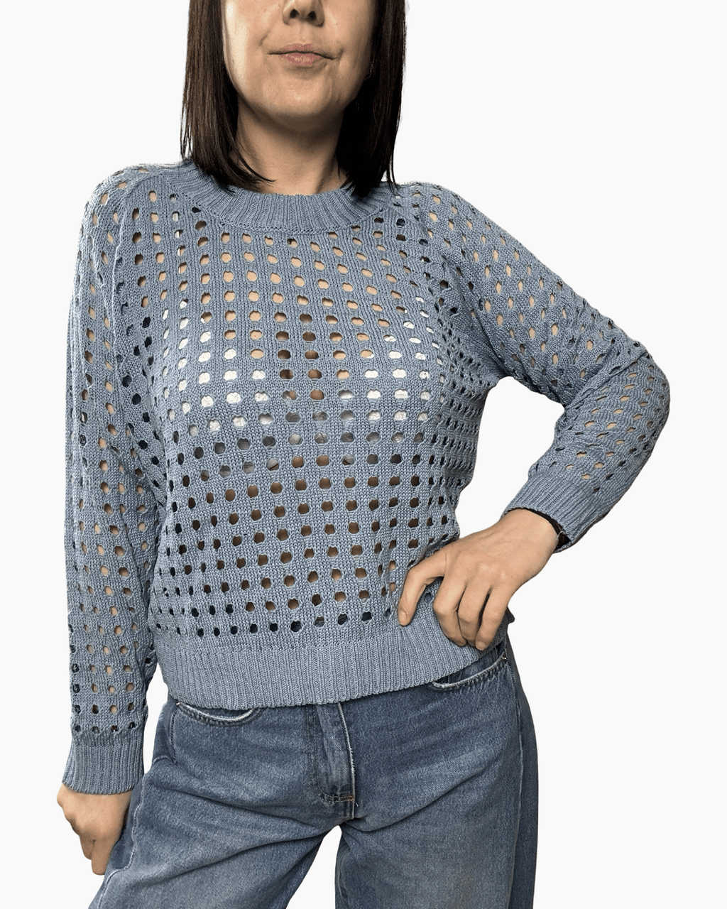 MAGLIA TRAFORATA SUSY MIX - XE BLU ABBIGLIAMENTO