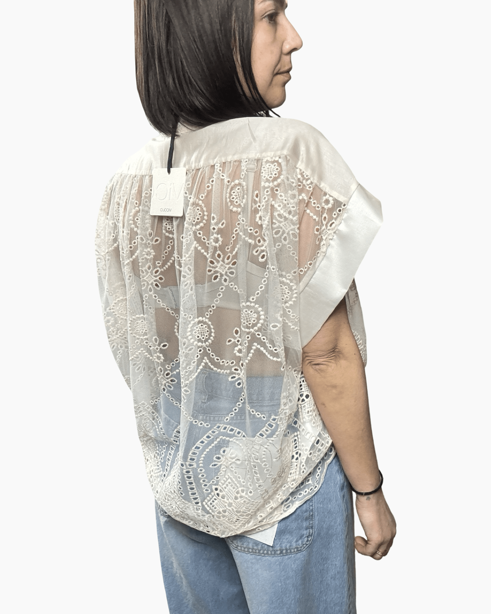 CAMICIA A MEZZA MANICA PIZZO+VELO VICOLO - XE BLU ABBIGLIAMENTO