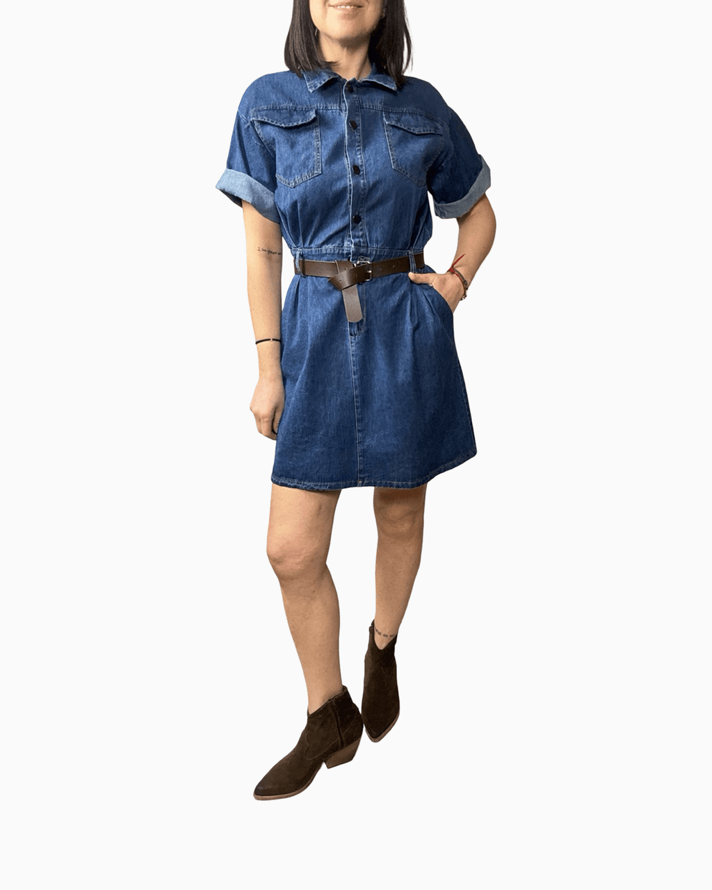 ABITO CORTO IN JEANS SUSY MIX - XE BLU ABBIGLIAMENTO