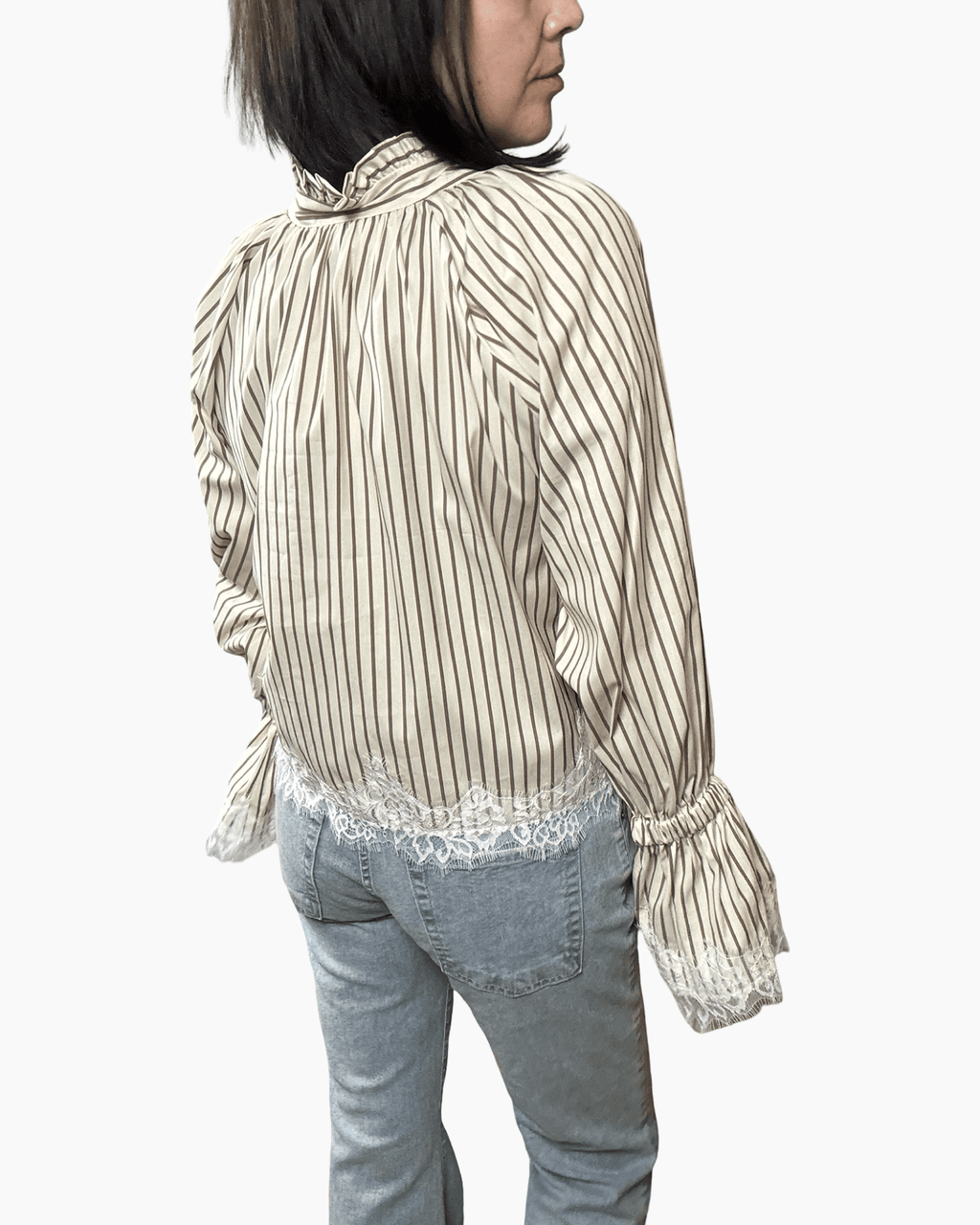 CAMICIA RIGATA CON PIZZO VICOLO - XE BLU ABBIGLIAMENTO