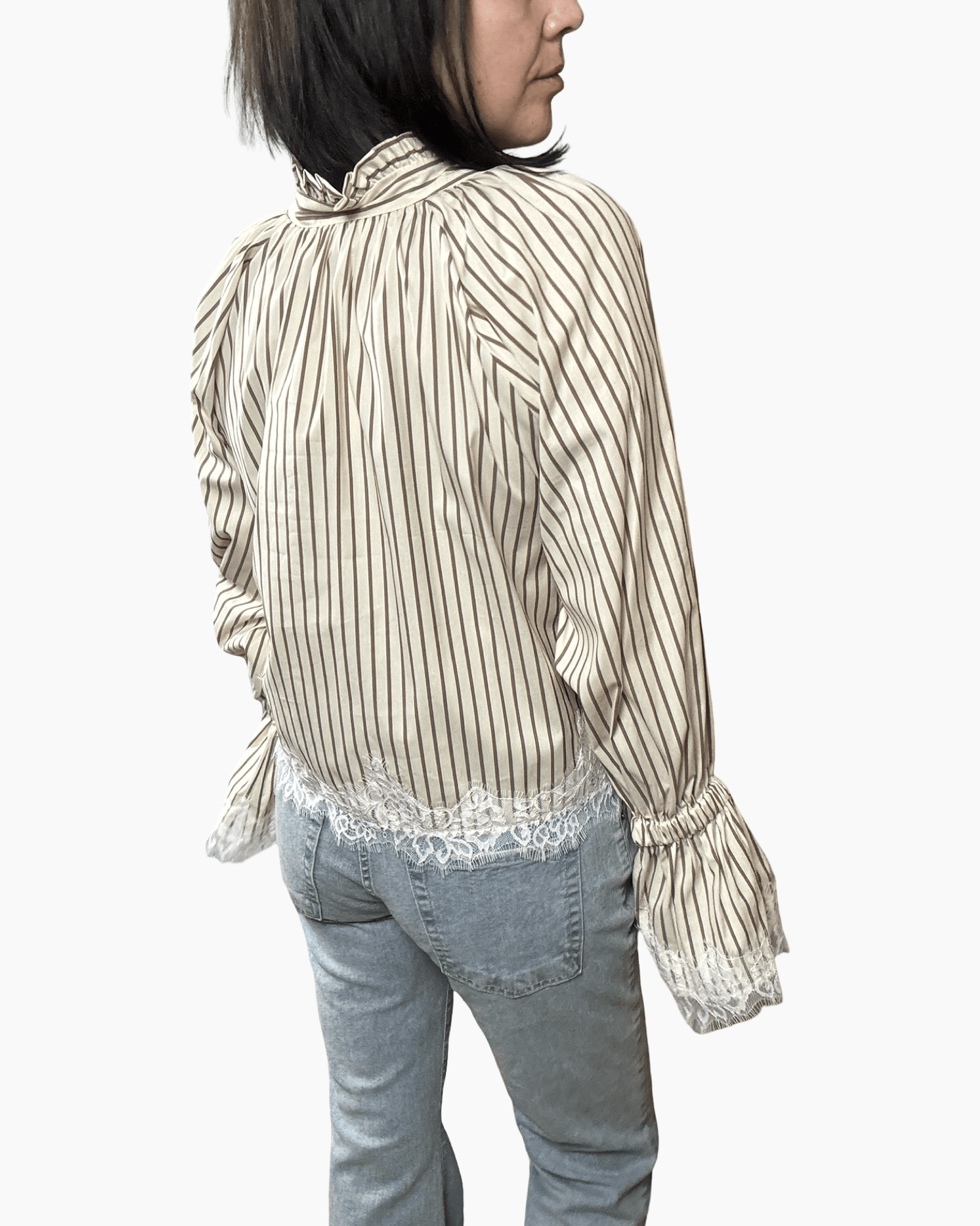 CAMICIA RIGATA CON PIZZO VICOLO - XE BLU ABBIGLIAMENTO