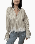 CAMICIA RIGATA CON PIZZO VICOLO - XE BLU ABBIGLIAMENTO