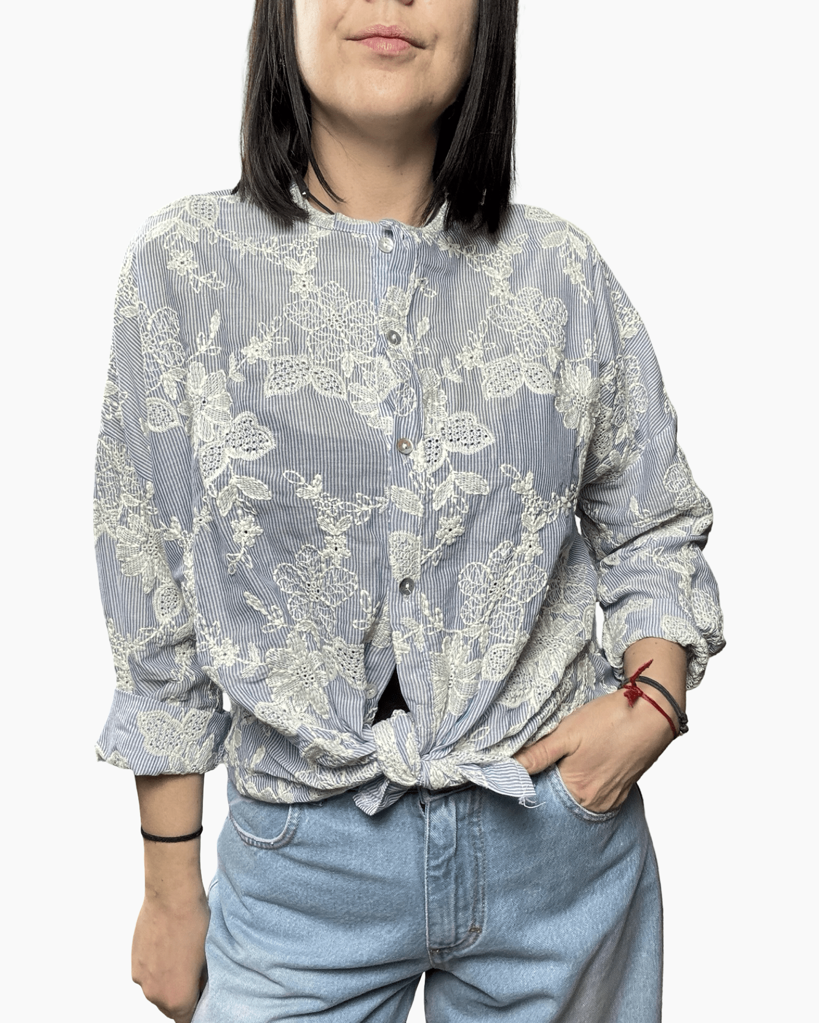CAMICIA RICAMI SUSY MIX - XE BLU ABBIGLIAMENTO