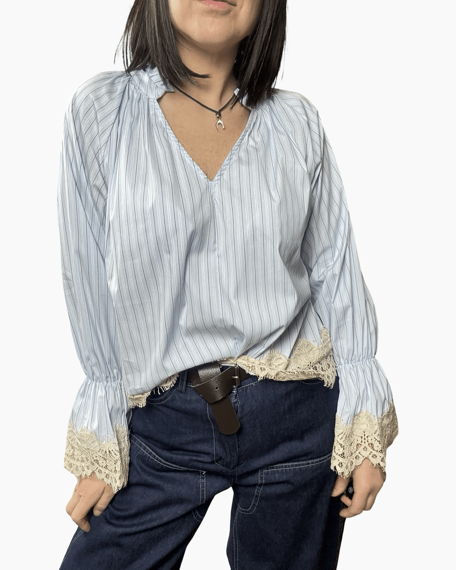 CAMICIA GESSATA IN PIZZO SUSY MIX - XE BLU ABBIGLIAMENTO