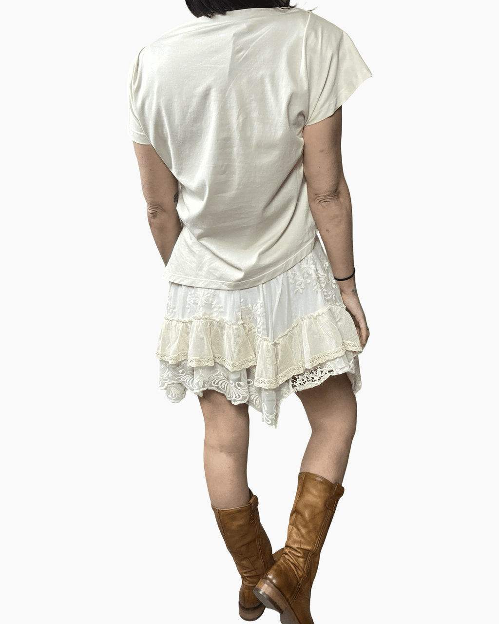GONNA CORTA IN PIZZO A BALZE TENSIONE IN - XE BLU ABBIGLIAMENTO