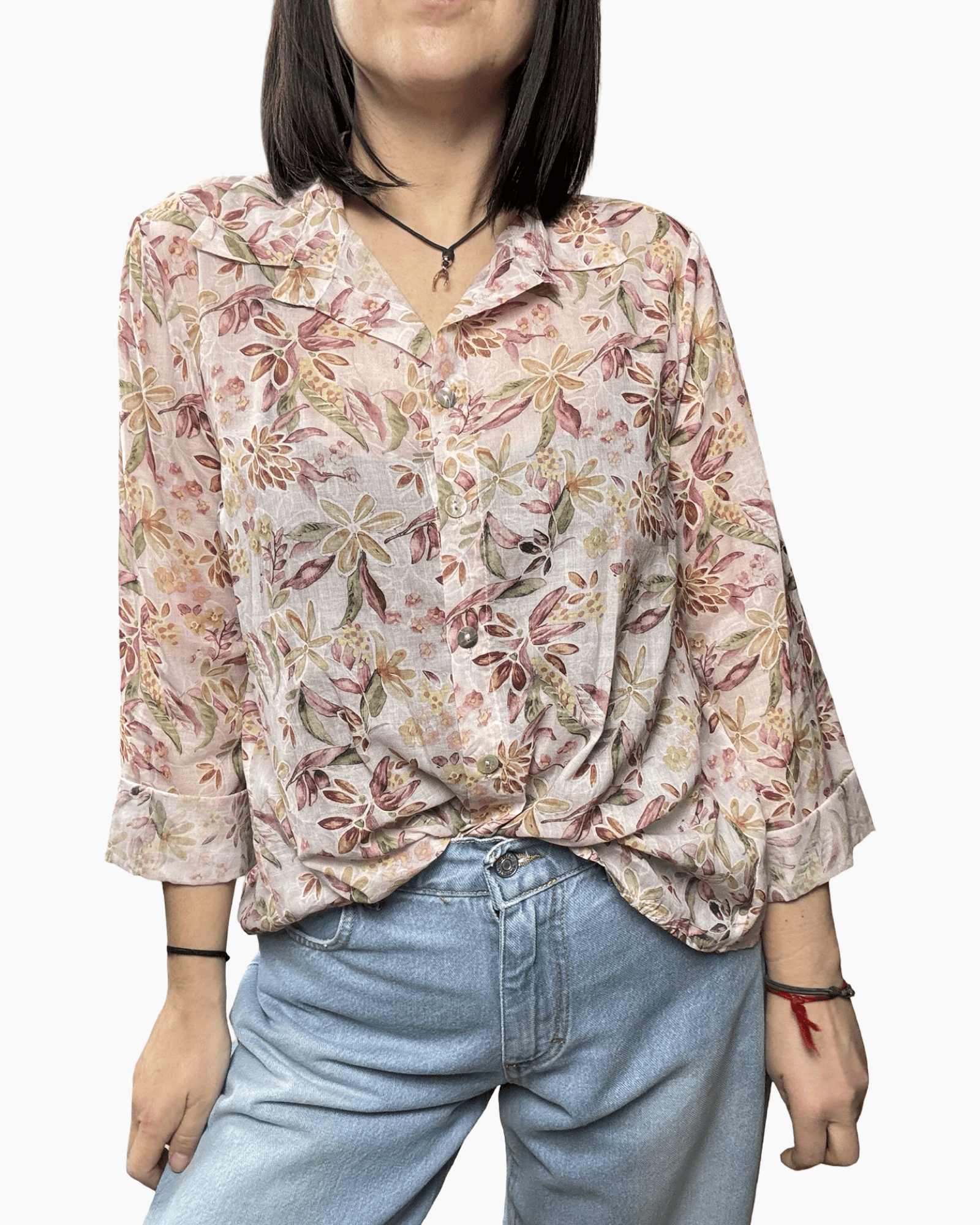 CAMICIA A FIORI GRANDI SUSY MIX - XE BLU ABBIGLIAMENTO
