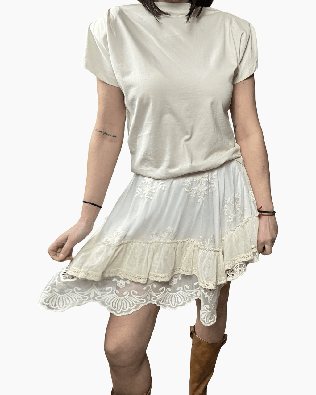 GONNA CORTA IN PIZZO A BALZE TENSIONE IN - XE BLU ABBIGLIAMENTO