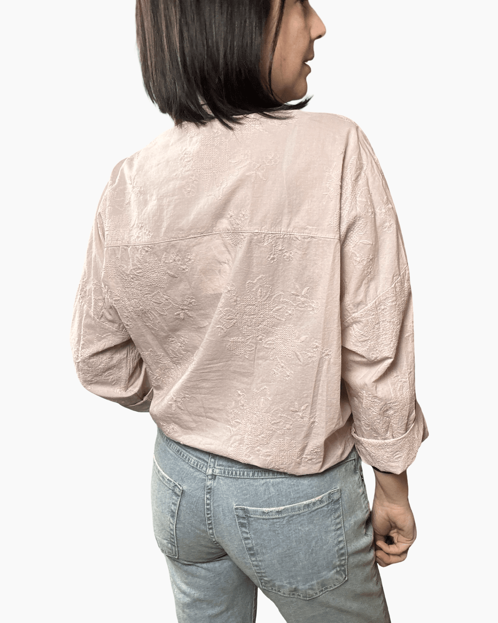 CAMICIA RICAMATA ANNODATA SUL FONDO SUSY MIX - XE BLU ABBIGLIAMENTO