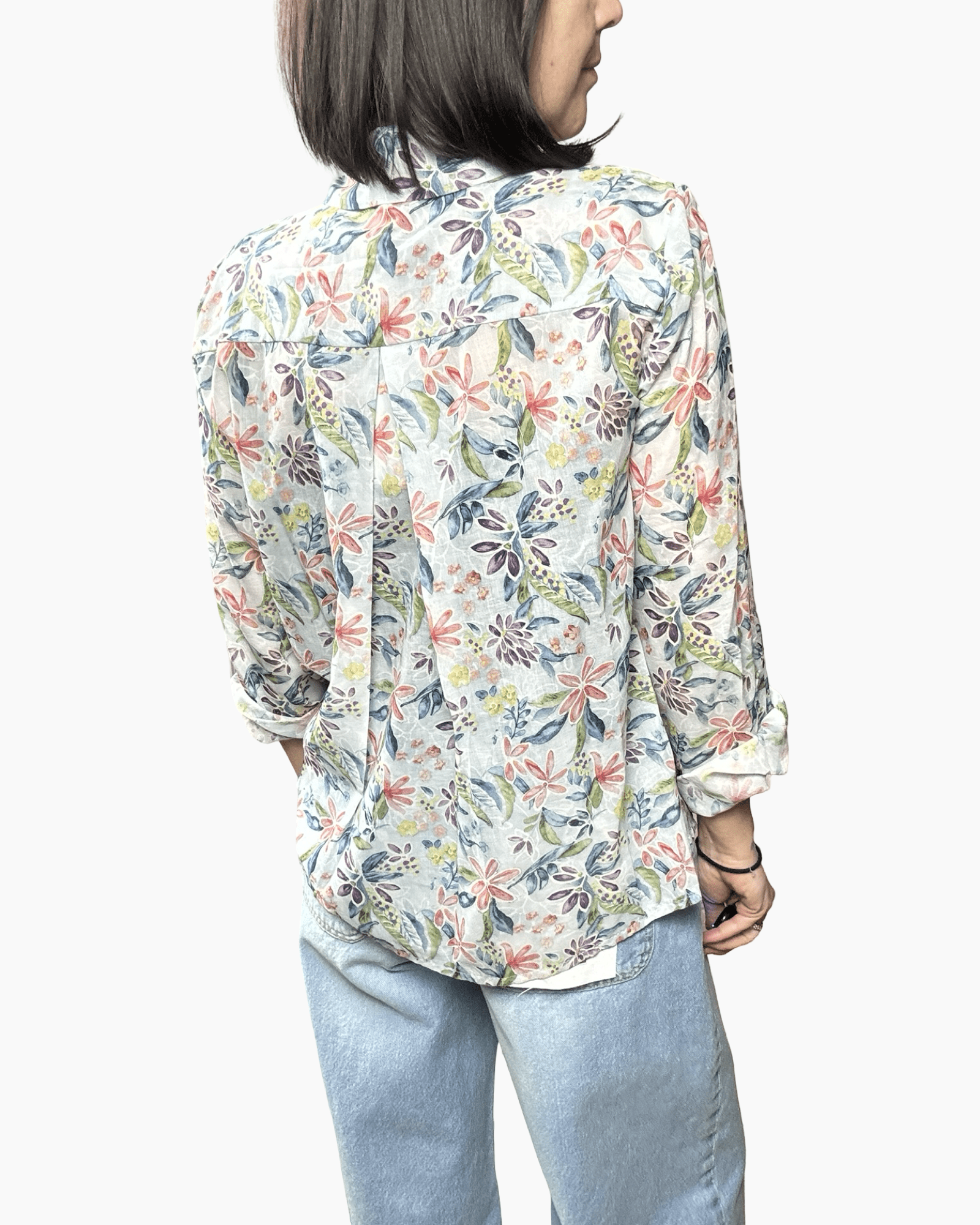 CAMICIA A FIORI GRANDI SUSY MIX - XE BLU ABBIGLIAMENTO