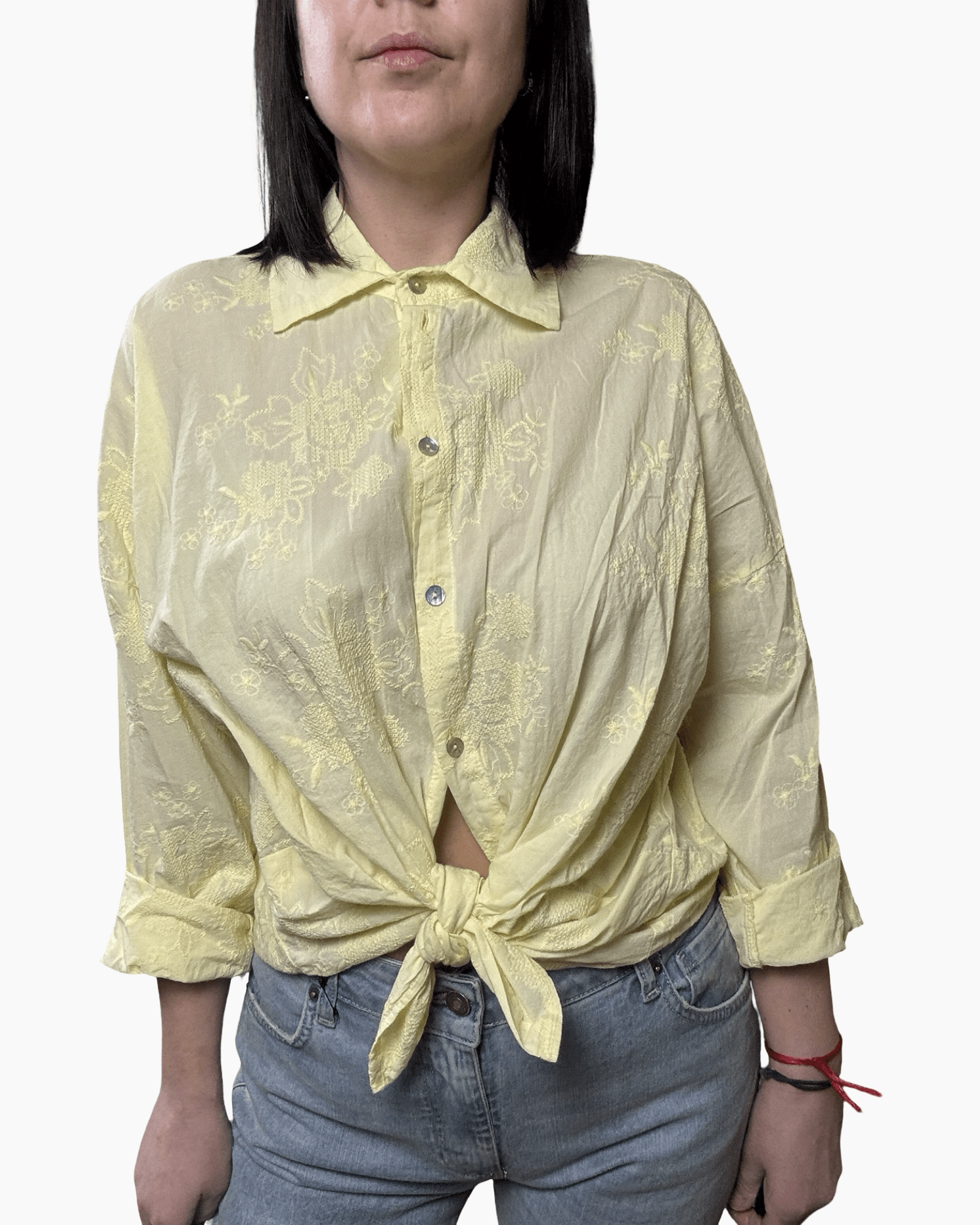 CAMICIA RICAMATA ANNODATA SUL FONDO SUSY MIX - XE BLU ABBIGLIAMENTO