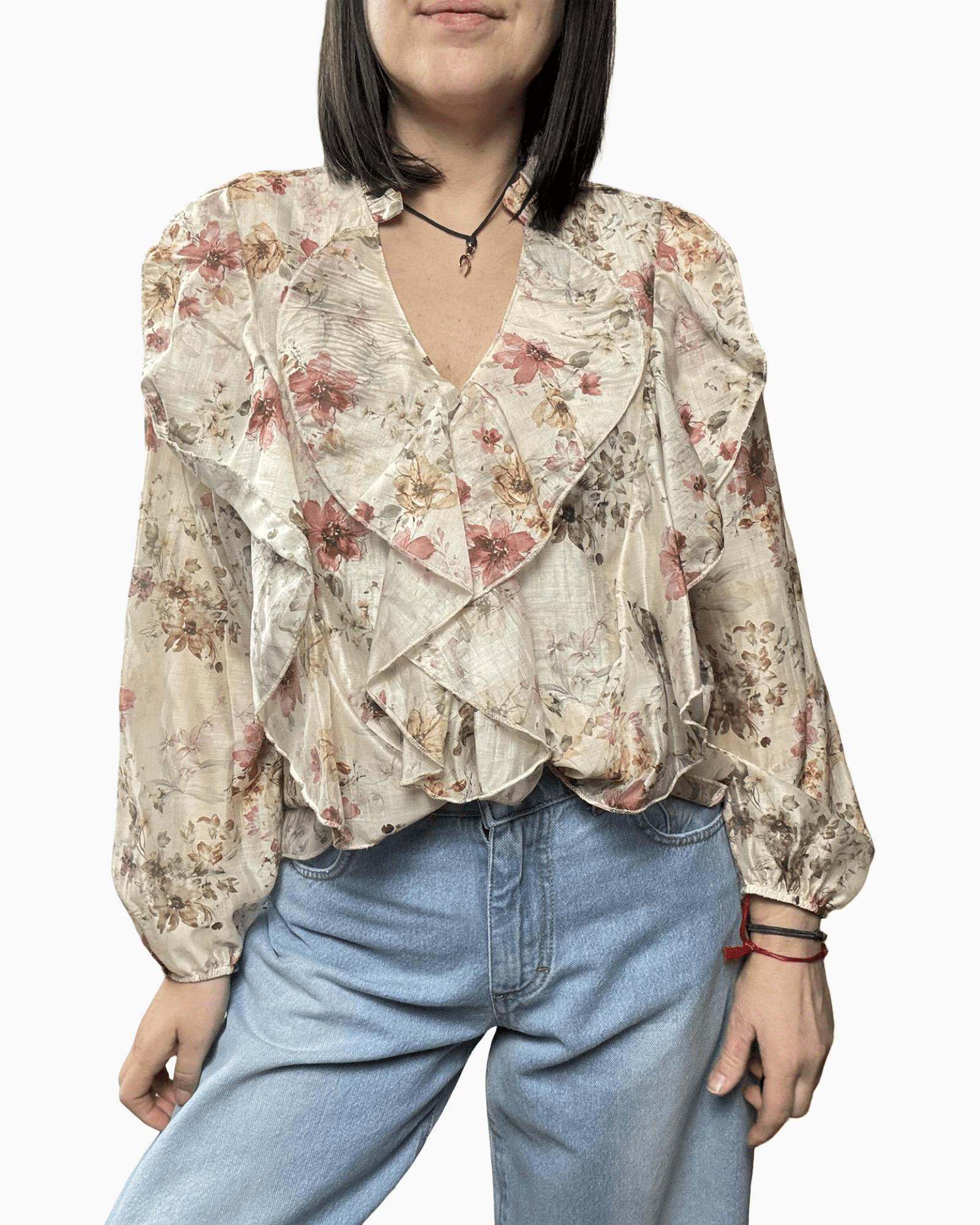 CAMICIA A FIORI CON ROUGES SUSY MIX - XE BLU ABBIGLIAMENTO