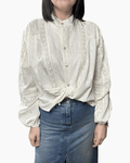 CAMICIA CON COLLO A COREANA RICAMATA VICOLO - XE BLU ABBIGLIAMENTO