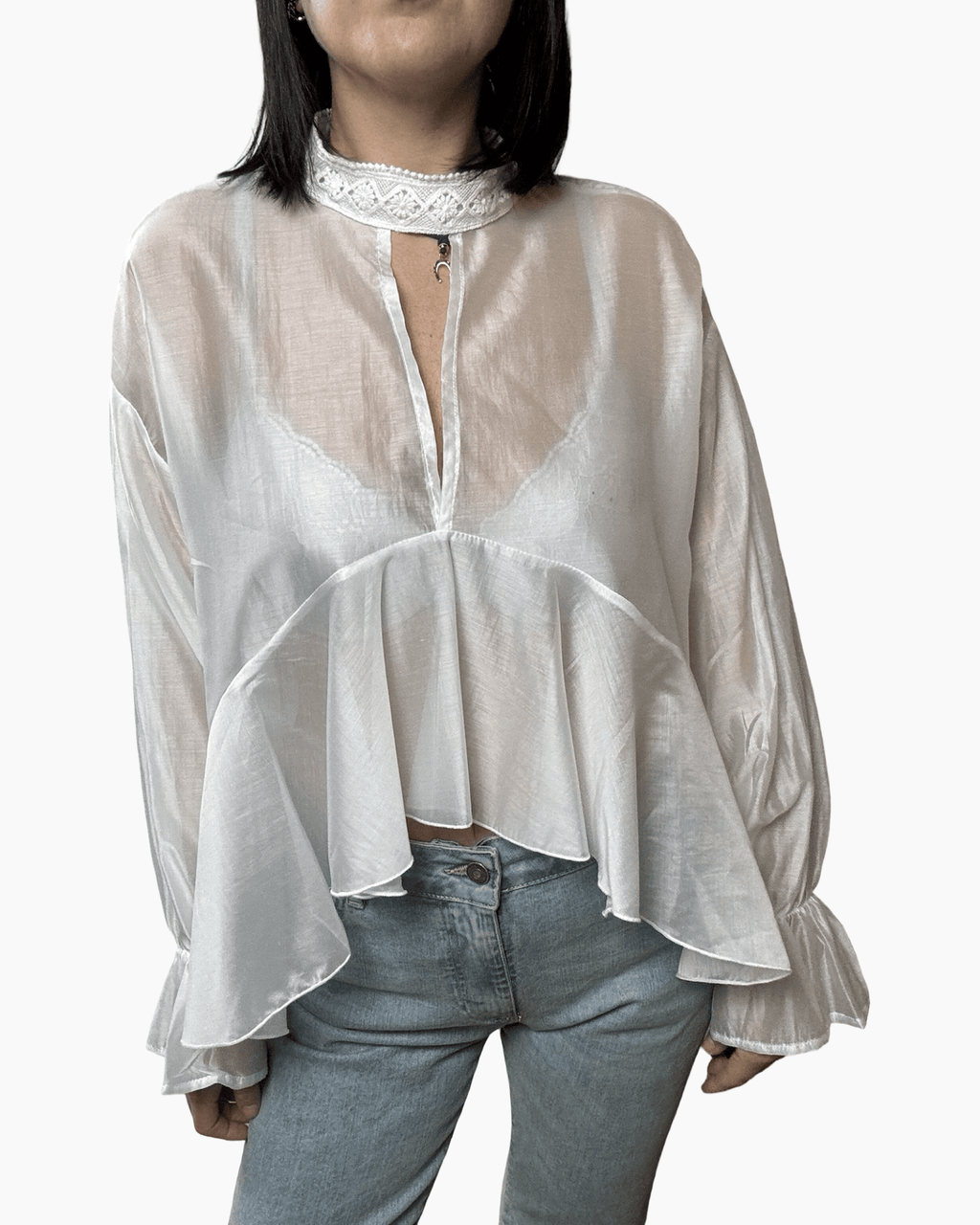 CAMICIA A BALZE HAVEONE - XE BLU ABBIGLIAMENTO