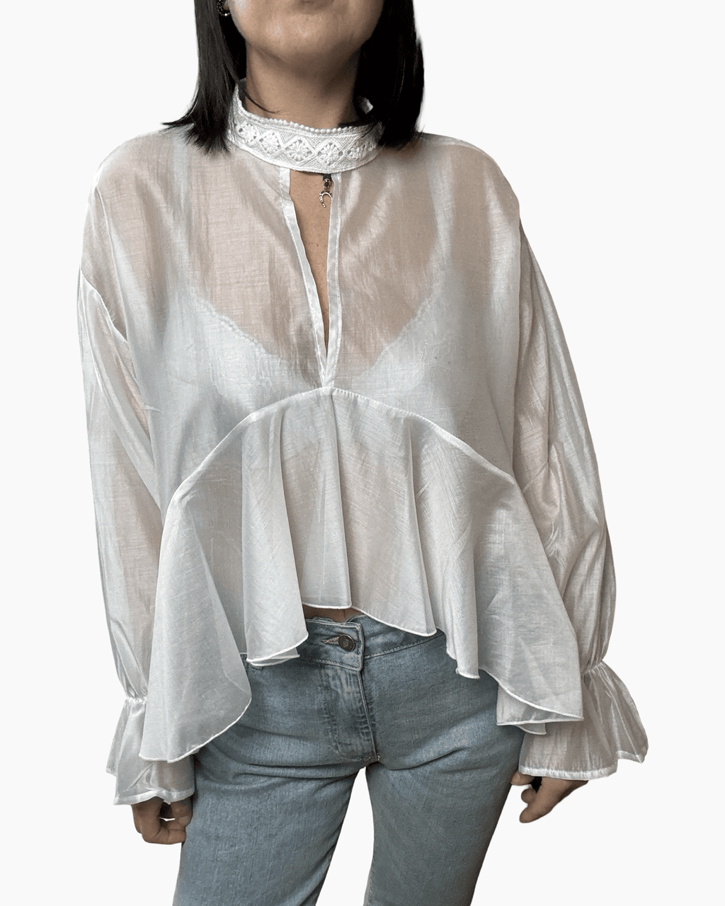 CAMICIA A BALZE HAVEONE - XE BLU ABBIGLIAMENTO