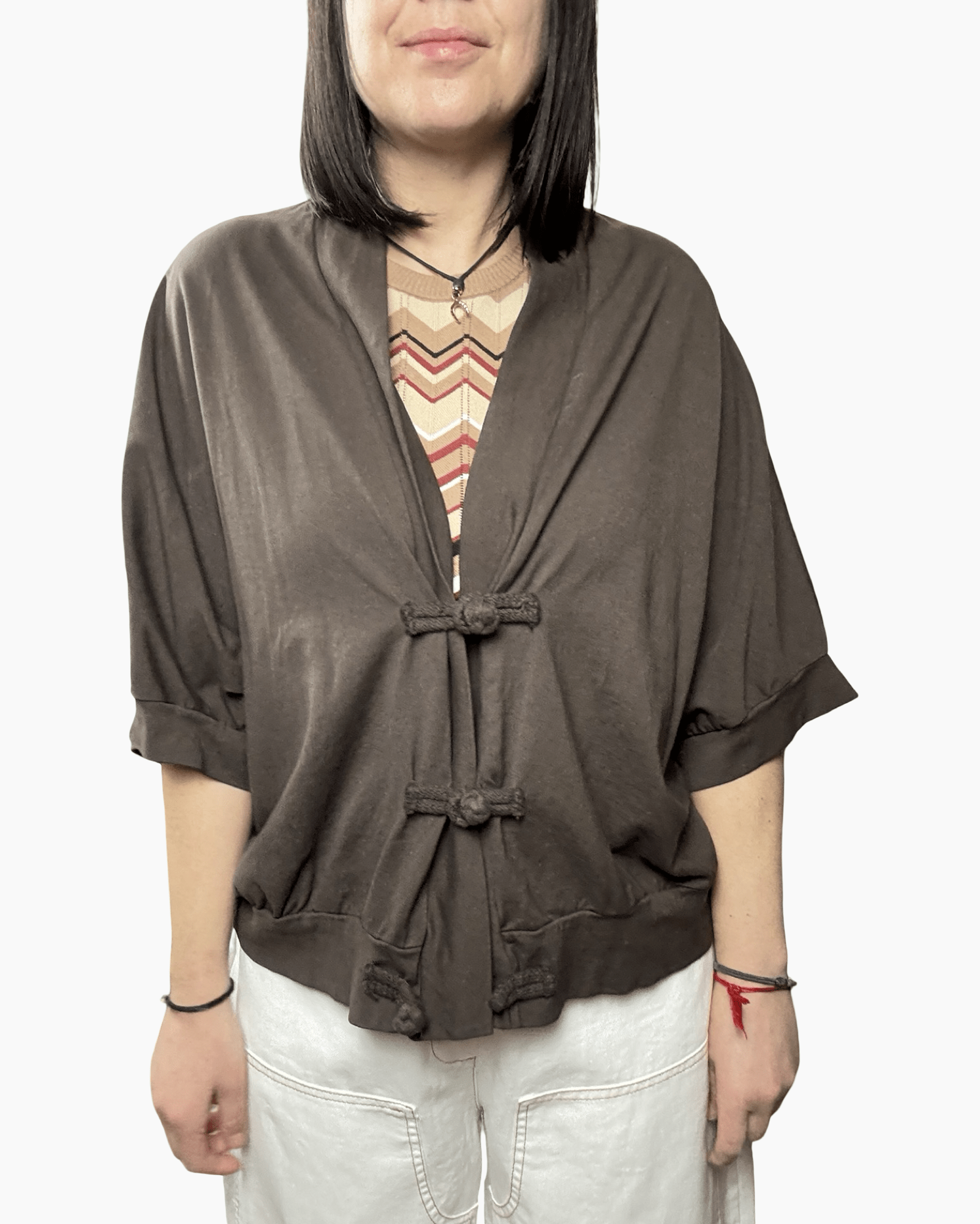 CARDIGAN IN FELPA CON ALAMARI SUSY MIX - XE BLU ABBIGLIAMENTO