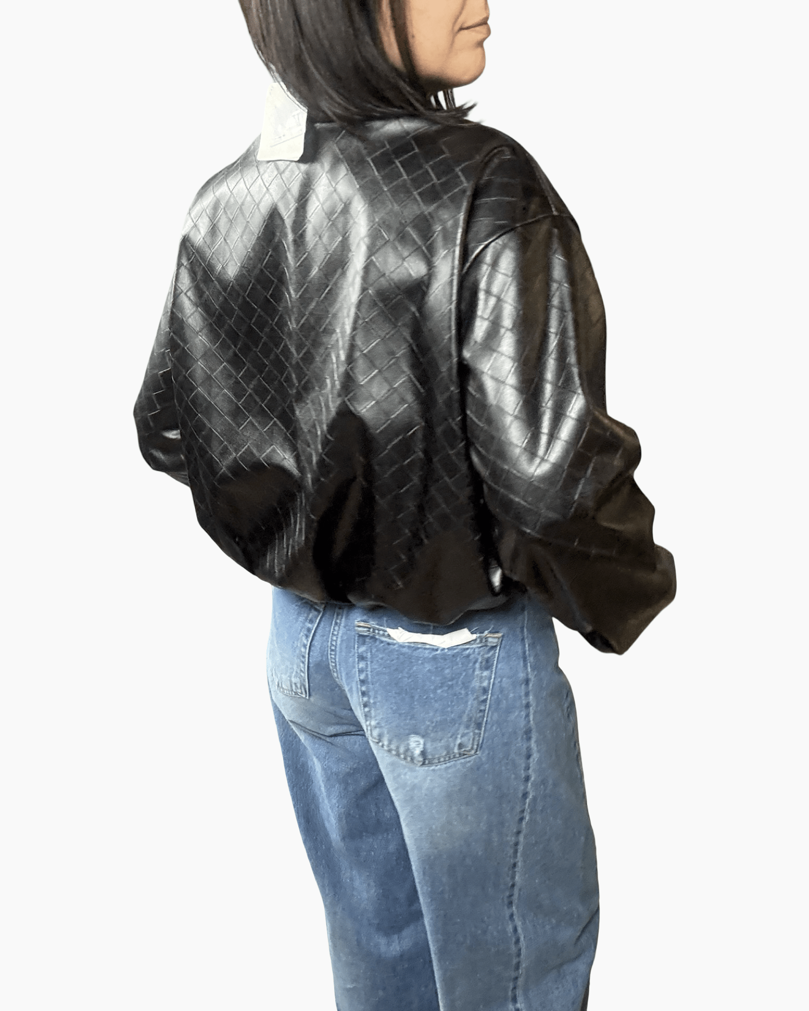 BOMBER IN ECOPELLE LAVORATA VICOLO - XE BLU ABBIGLIAMENTO