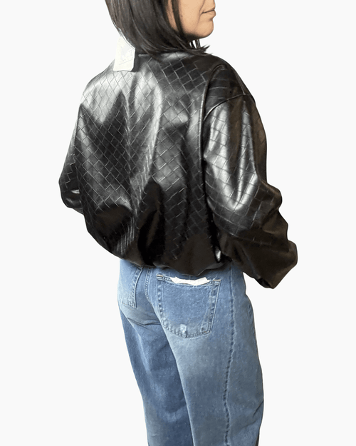 BOMBER IN ECOPELLE LAVORATA VICOLO - XE BLU ABBIGLIAMENTO