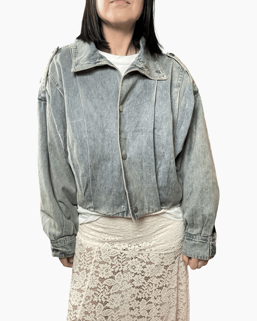 BOMBER IN DENIM SABBIATO SUSY MIX - XE BLU ABBIGLIAMENTO