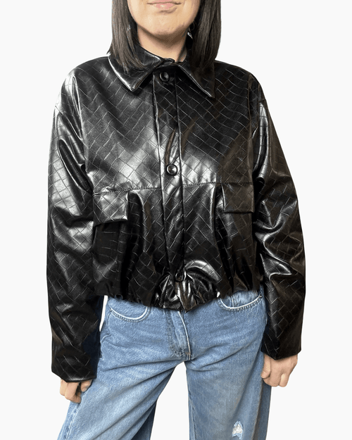 BOMBER IN ECOPELLE LAVORATA VICOLO - XE BLU ABBIGLIAMENTO