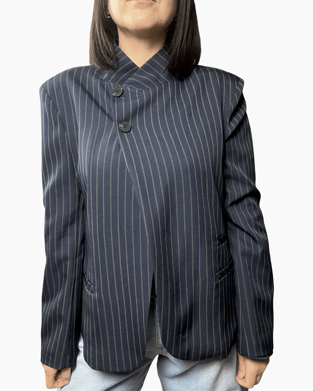 GIACCA GESSATA ASIMMETRICA HAVEONE - XE BLU ABBIGLIAMENTO