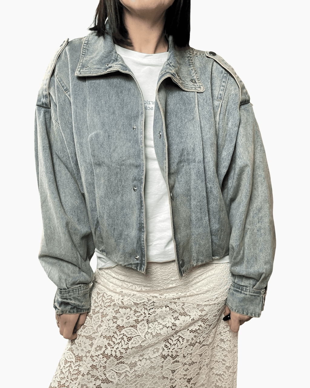 BOMBER IN DENIM SABBIATO SUSY MIX - XE BLU ABBIGLIAMENTO