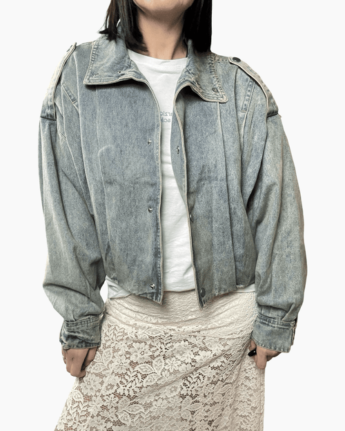 BOMBER IN DENIM SABBIATO SUSY MIX - XE BLU ABBIGLIAMENTO