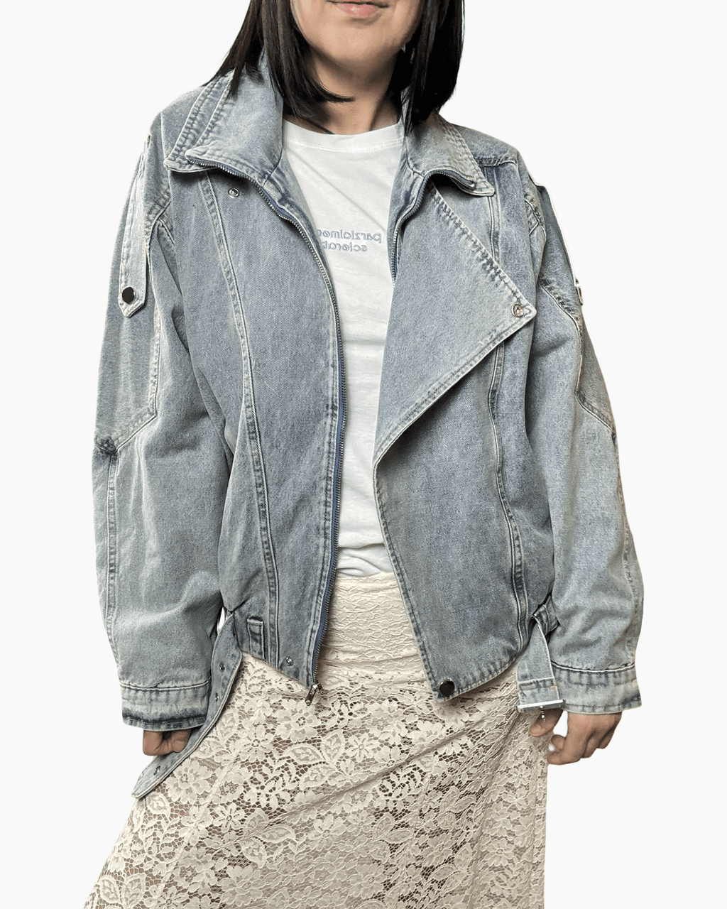 BOMBER IN DENIM SABBIATO SUSY MIX - XE BLU ABBIGLIAMENTO