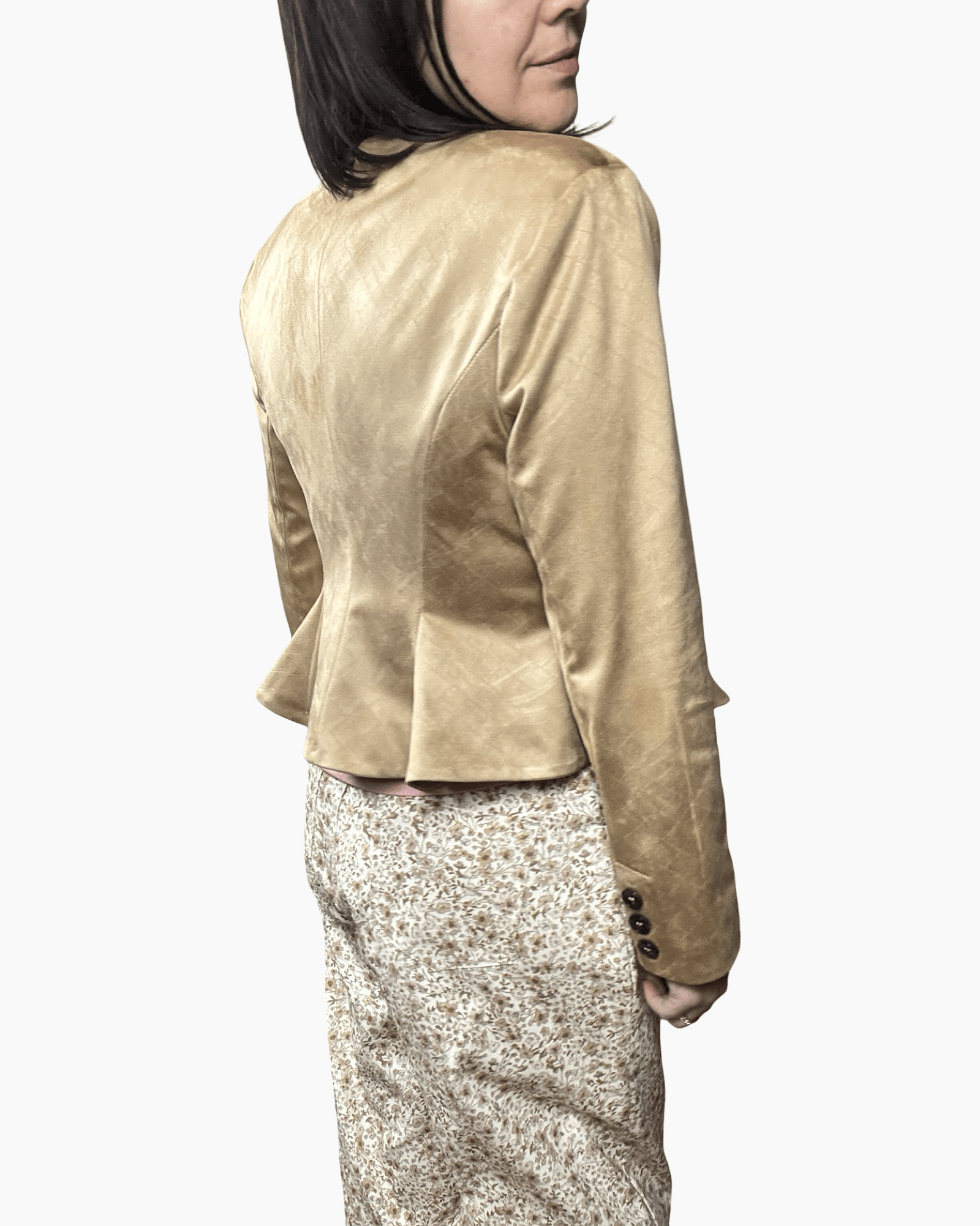 GIACCA IN SUEDE CON VOLANT TENSIONE IN - XE BLU ABBIGLIAMENTO