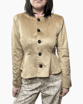 GIACCA IN SUEDE CON VOLANT TENSIONE IN - XE BLU ABBIGLIAMENTO
