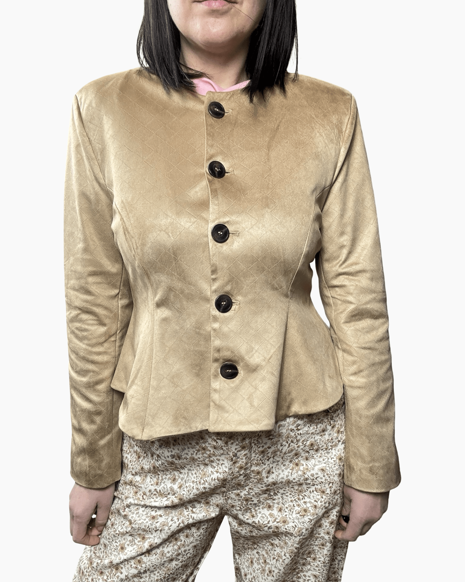 GIACCA IN SUEDE CON VOLANT TENSIONE IN - XE BLU ABBIGLIAMENTO