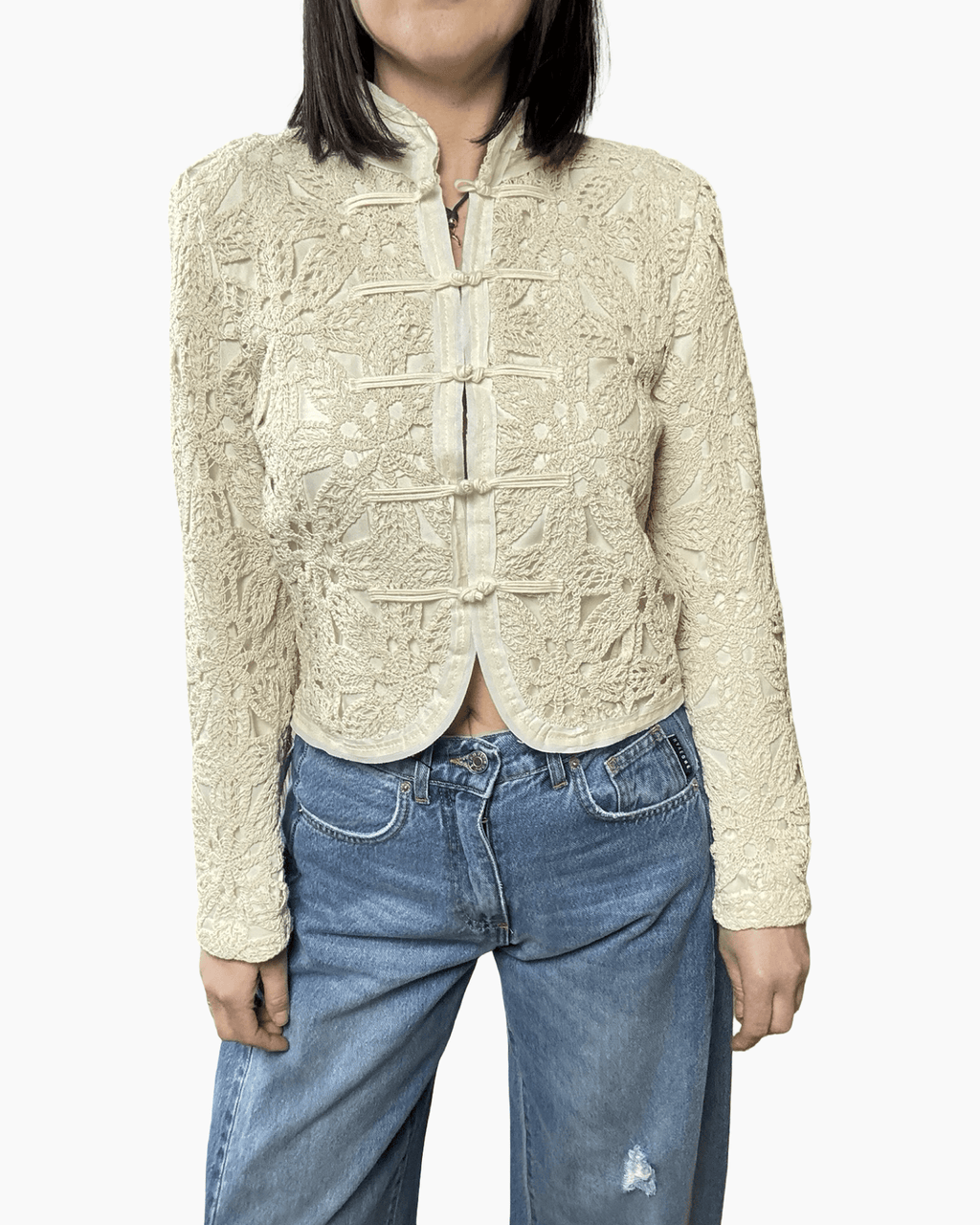 GIACCA IN PIZZO MACRAME' CON ALAMARI - XE BLU ABBIGLIAMENTO