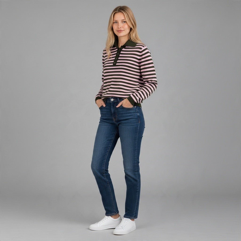 POLO A RIGHE SUSY MIX - XE BLU Abbigliamento Donna