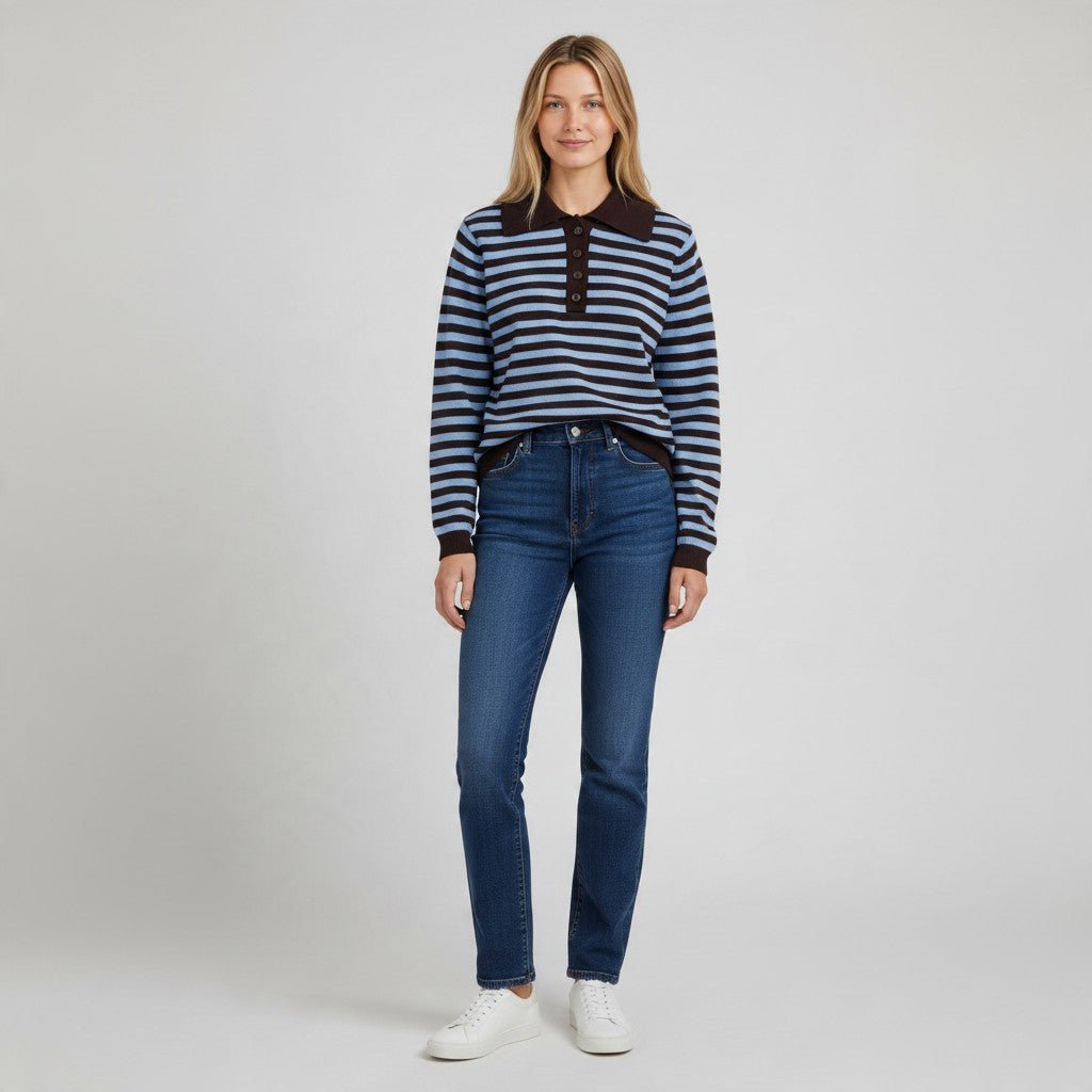 POLO A RIGHE SUSY MIX - XE BLU Abbigliamento Donna