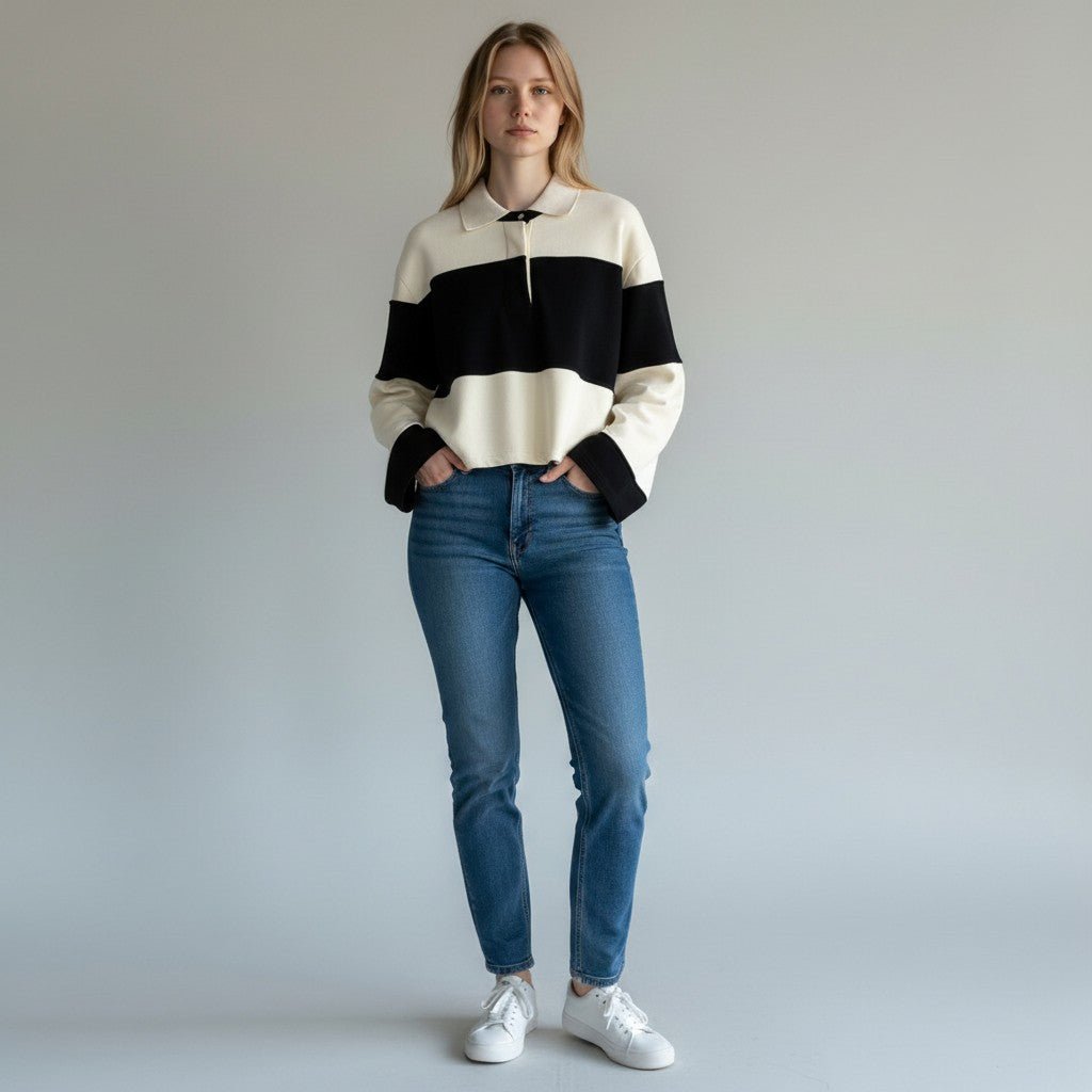POLO BICOLOR SUSY MIX - XE BLU Abbigliamento Donna