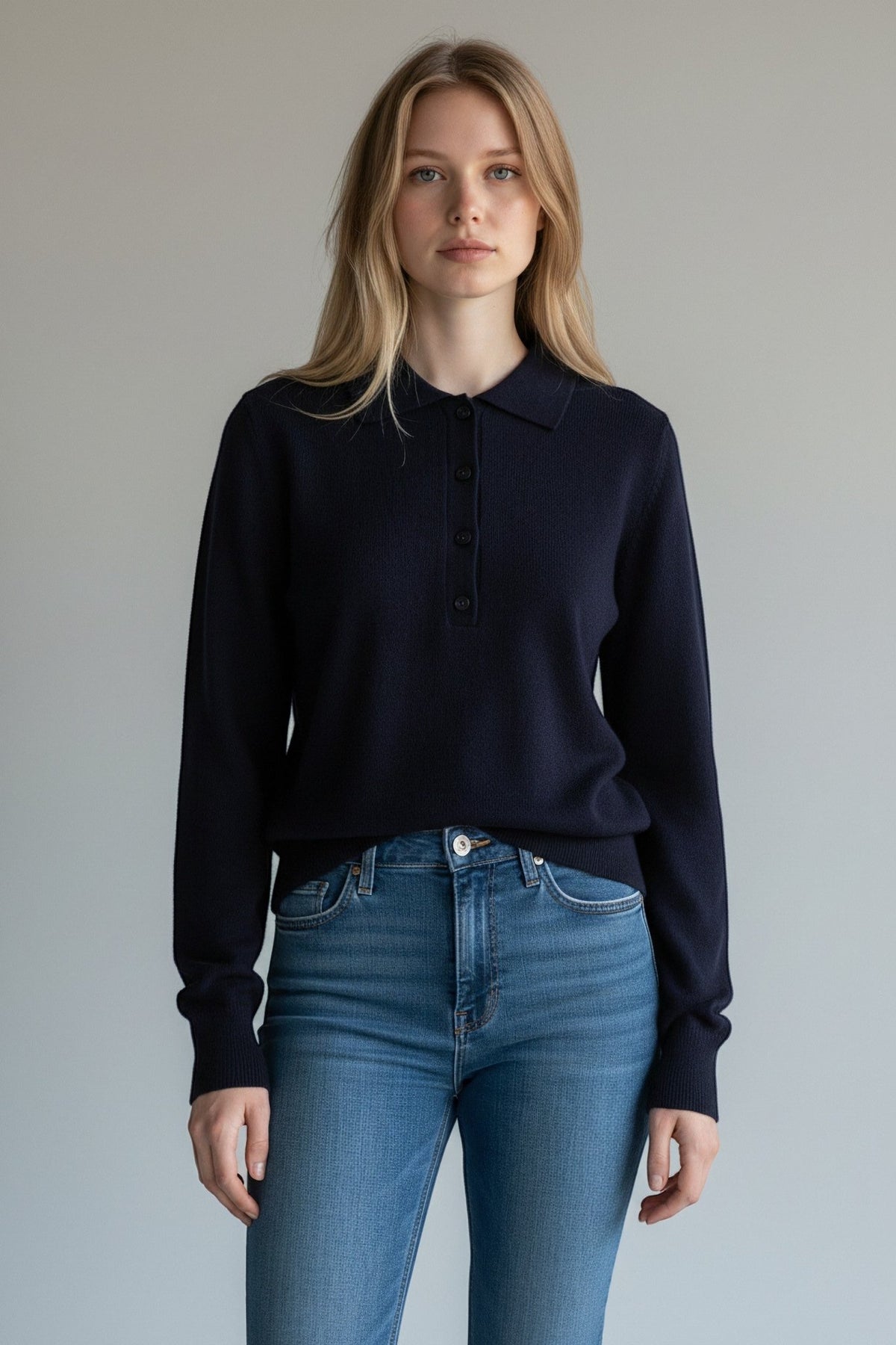 POLO CON BOTTONI TENSIONE IN - XE BLU Abbigliamento Donna