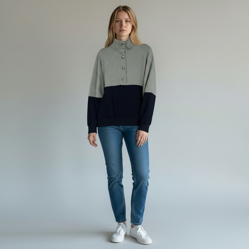 POLO IN FELPA BICOLOR HAVEONE - XE BLU Abbigliamento Donna