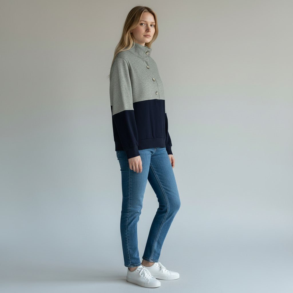 POLO IN FELPA BICOLOR HAVEONE - XE BLU Abbigliamento Donna