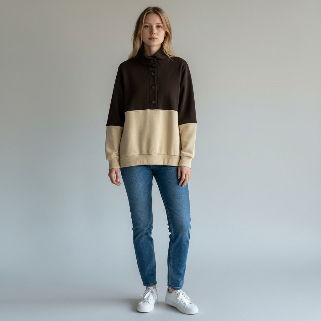 POLO IN FELPA BICOLOR HAVEONE - XE BLU Abbigliamento Donna