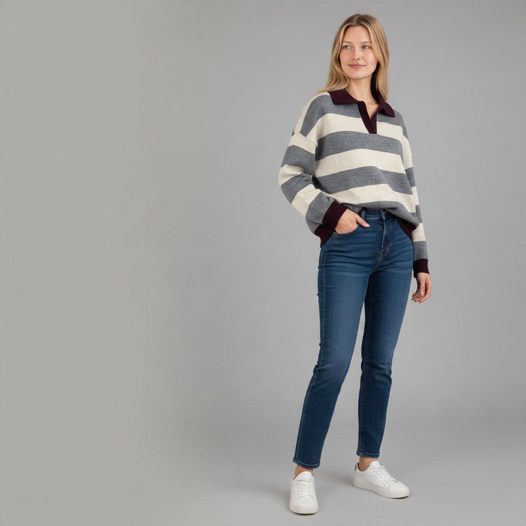 POLO RIGA LARGA SUSY MIX - XE BLU Abbigliamento Donna