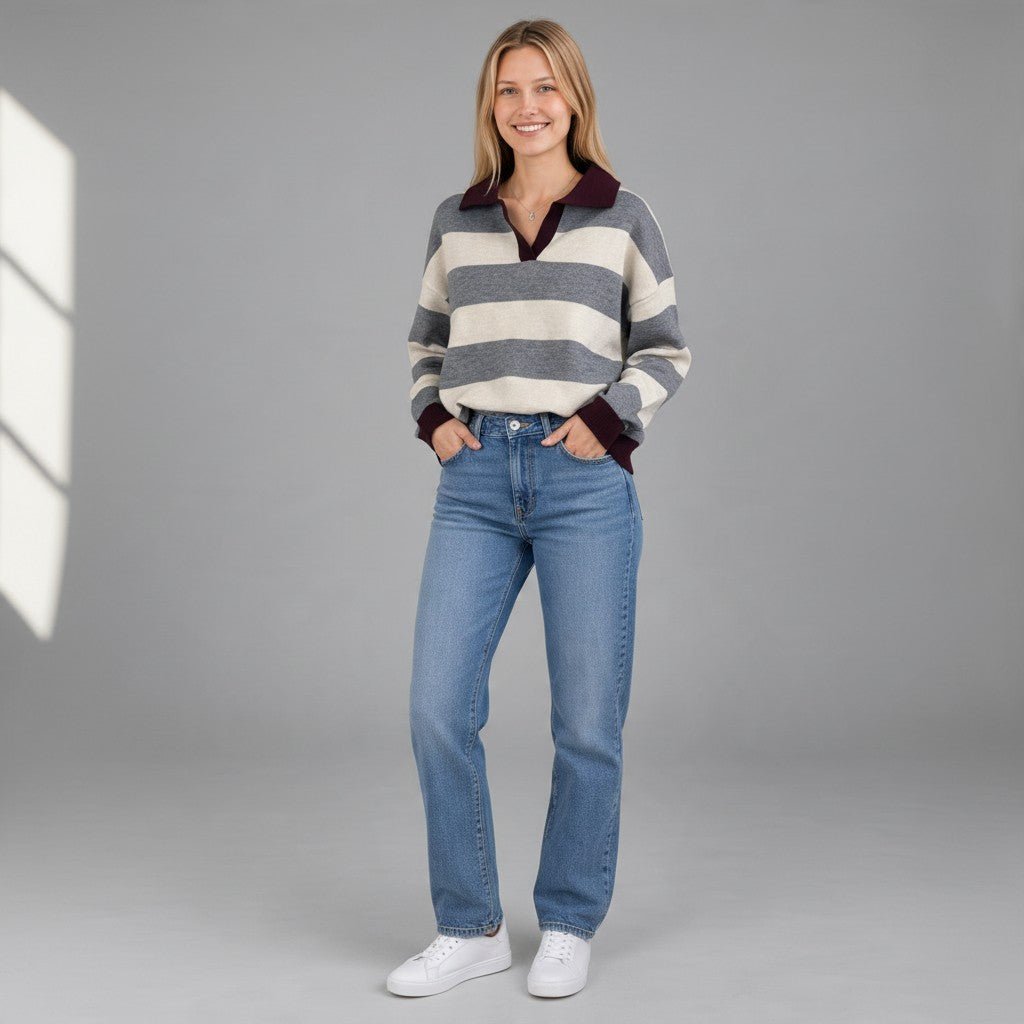 POLO RIGA LARGA SUSY MIX - XE BLU Abbigliamento Donna