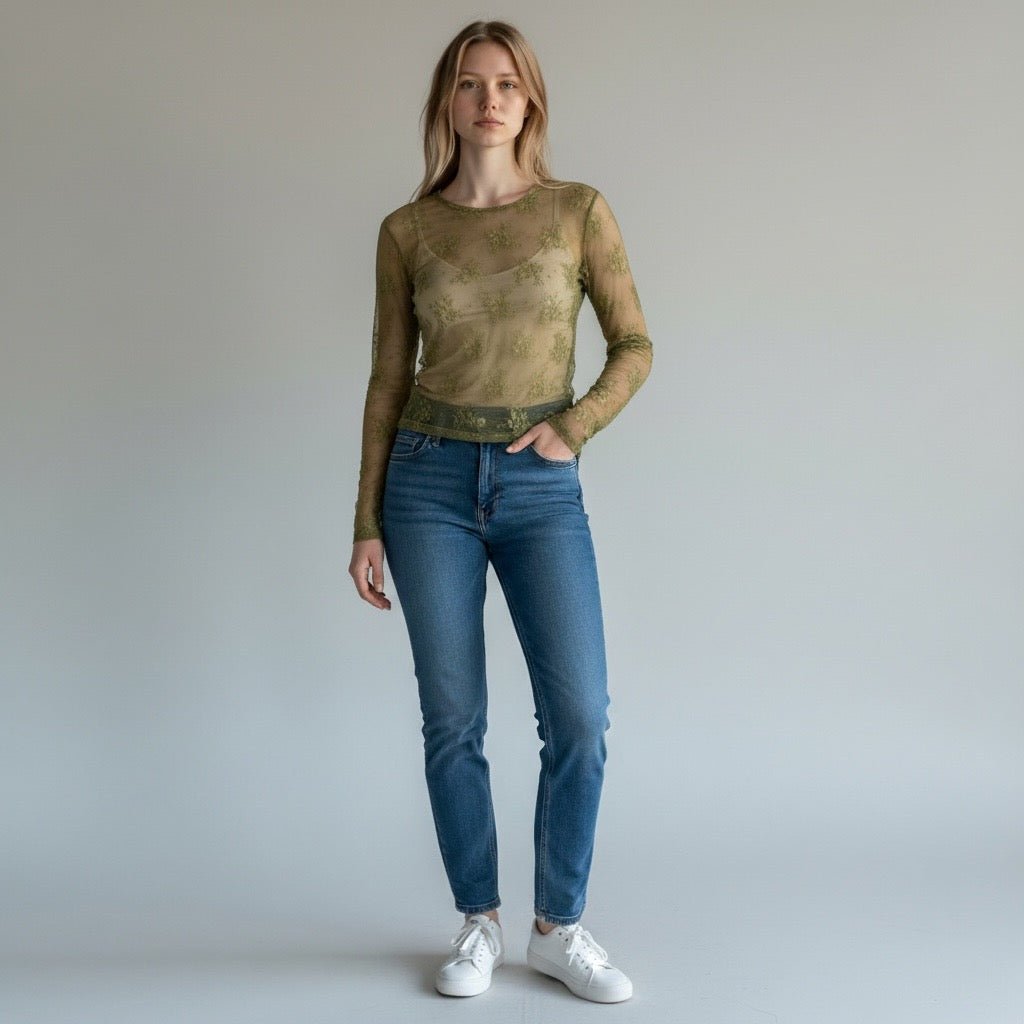SOTTOGIACCA BASIC IN PIZZO SUSY MIX - XE BLU Abbigliamento Donna