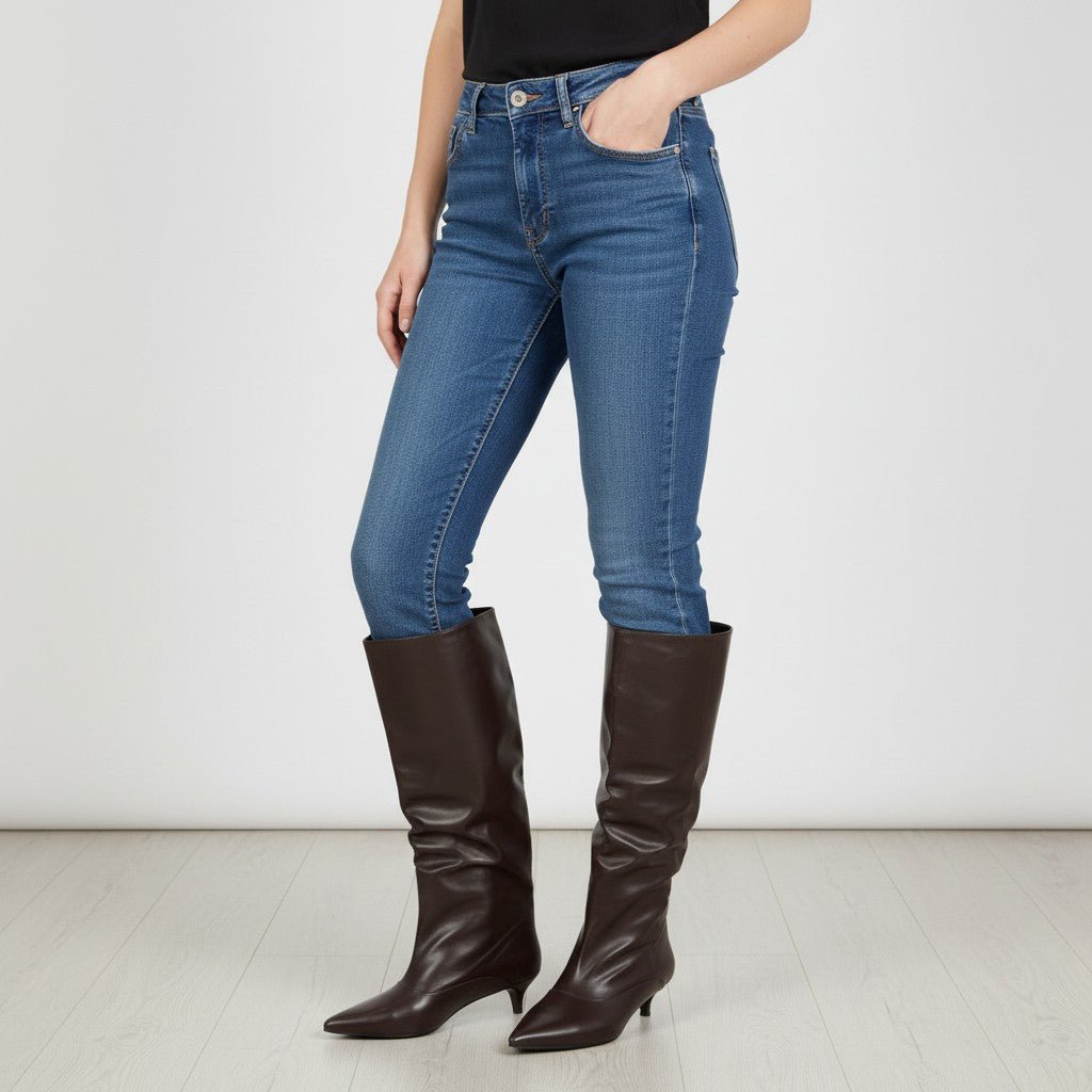 STIVALE TACCO BASSO SUSY MIX - XE BLU Abbigliamento Donna
