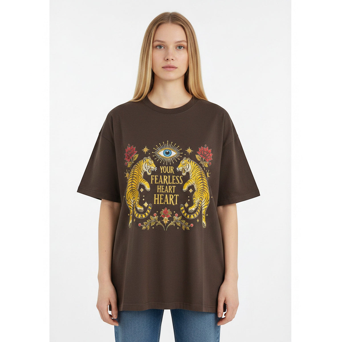 T-SHIRT 2 TIGRI VICOLO - XE BLU Abbigliamento Donna