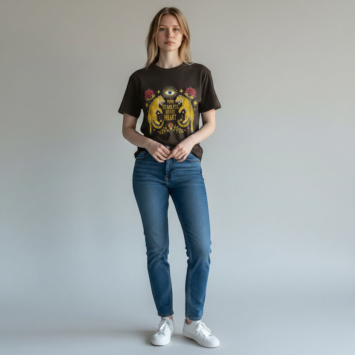 T-SHIRT 2 TIGRI VICOLO - XE BLU Abbigliamento Donna