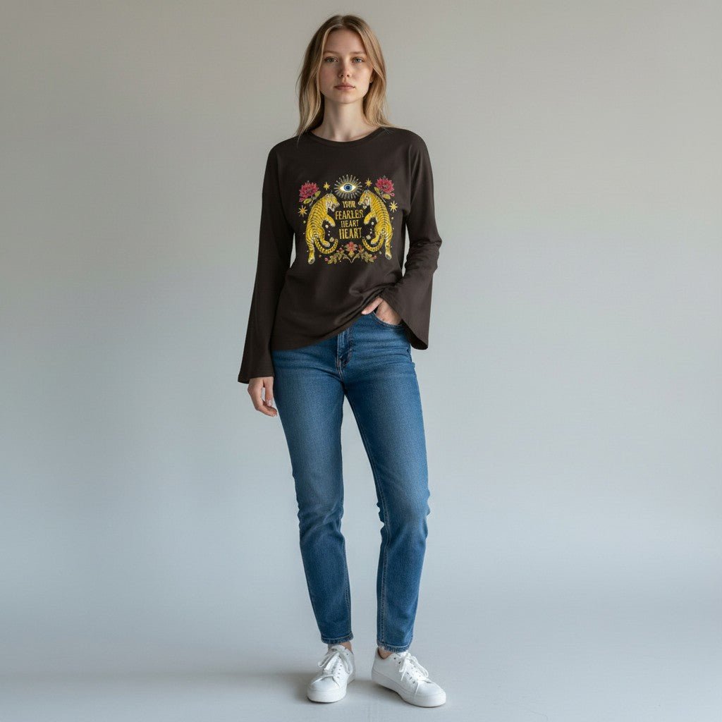 T-SHIRT MANICA SVASATA CON TIGRI VICOLO - XE BLU Abbigliamento Donna