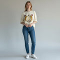 T-SHIRT MANICA SVASATA CON TIGRI VICOLO - XE BLU Abbigliamento Donna