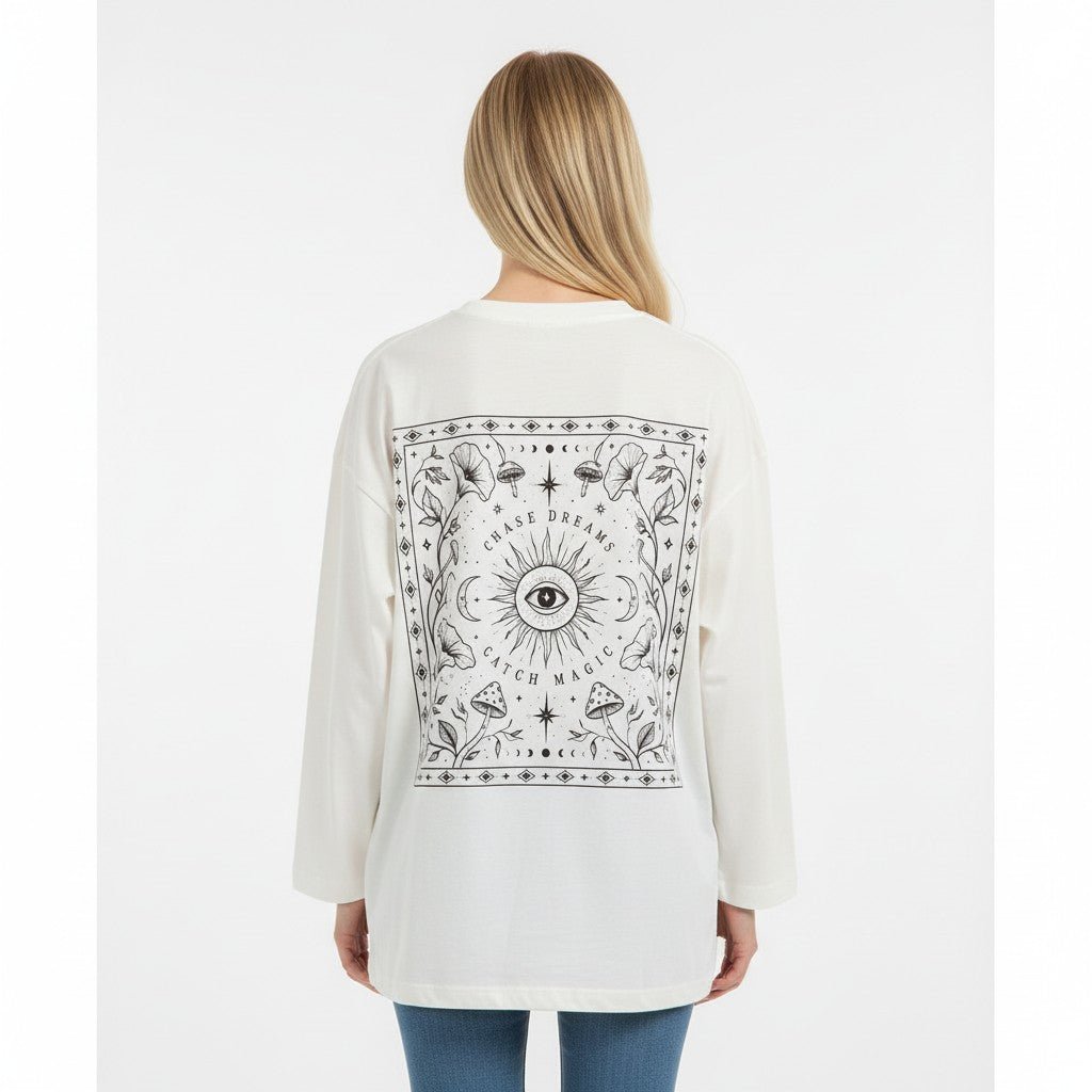 T-SHIRT MANICA SVASATA STAMPA VICOLO - XE BLU Abbigliamento Donna