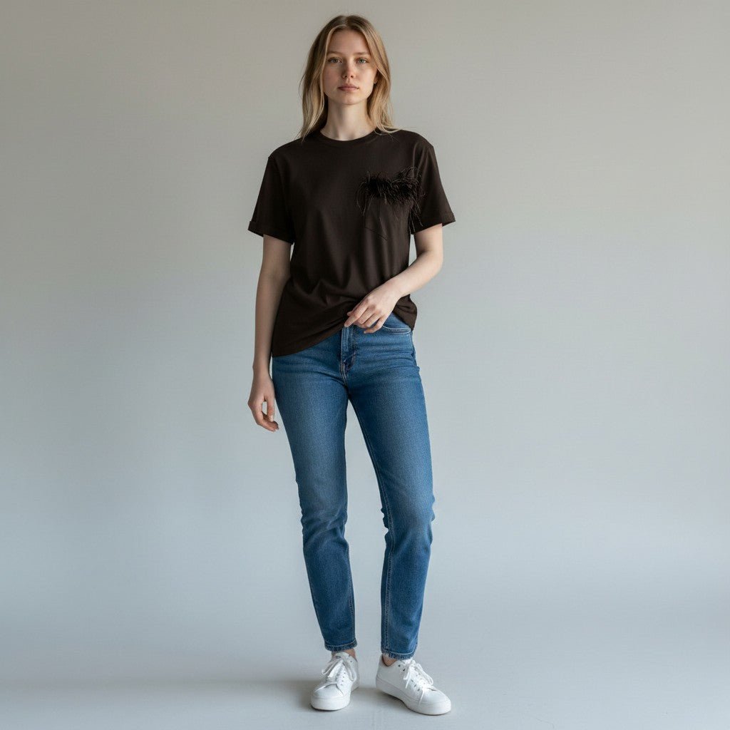 T-SHIRT PIUME MOTEL - XE BLU Abbigliamento Donna