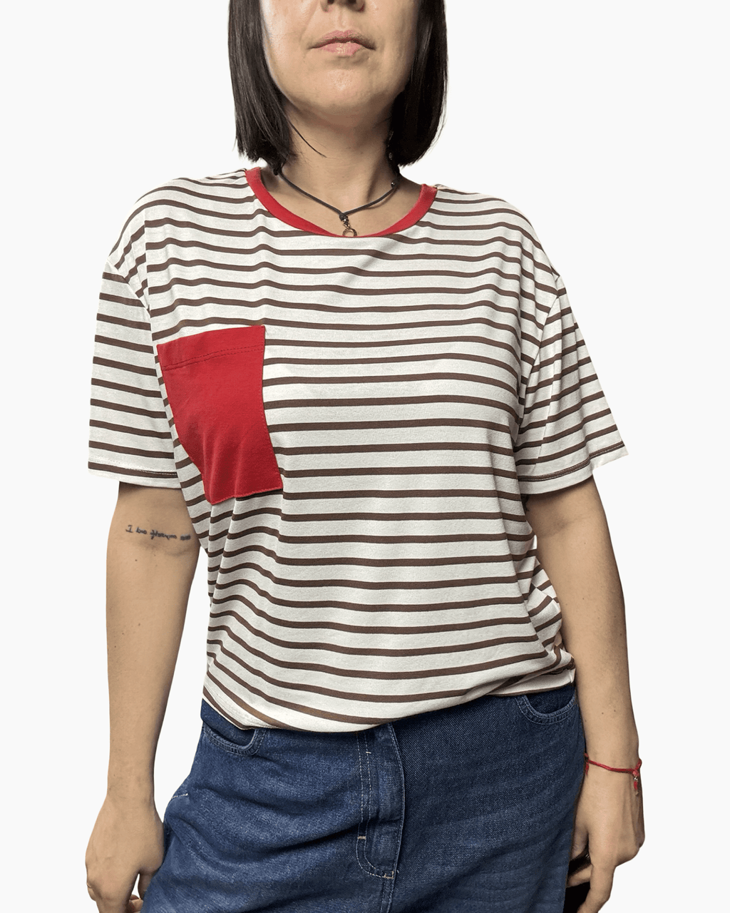T-SHIRT RIGATA CON TASCHINA SUSY MIX - XE BLU ABBIGLIAMENTO